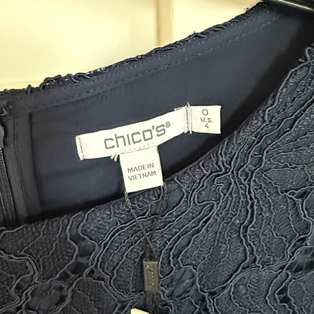 Chico's NWT lace pop over navy dress 4 - Picture 7 of 12